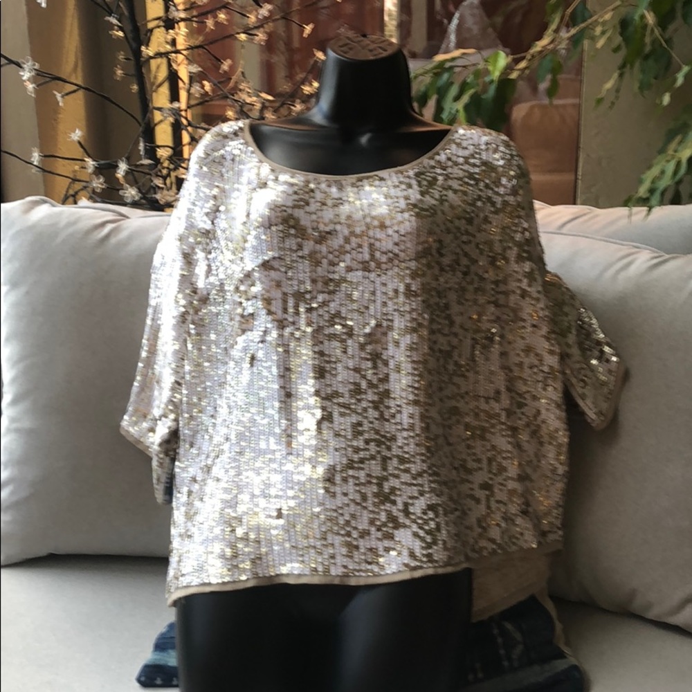 White and Gold sequin top